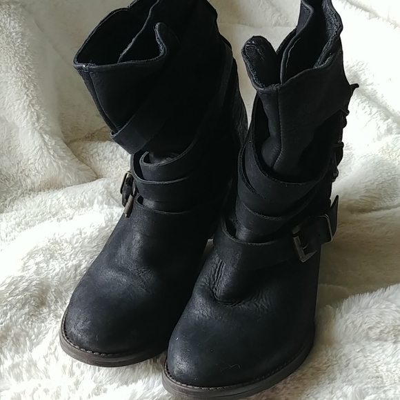 Steve Madden Yale Belted leather Boots black 8.5 - Picture 4 of 8